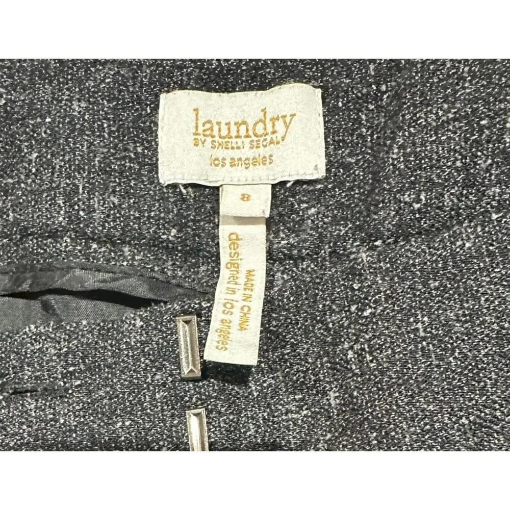 Laundry by Shelli‎ Segal Sz 8 Wide Leg Dark Gray Trouser Pants Slacks Heathered